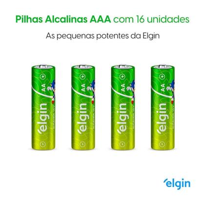 Imagem de Kit Pilhas Alcalinas Blister c/ 16 Un. AAA Palito 1.5V - Elgin
