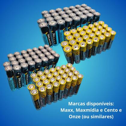 Kit Pilhas Palito AAA + Comum AA 60 Unidades Cada Caixa Cilíndrica - Combos Pilhas Imagem de Kit Pilhas Palito AAA + Comum AA 60 Unidades Cada Caixa Cilíndrica
