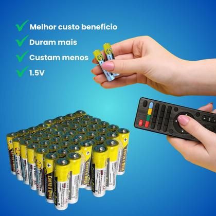 Kit Pilhas Palito AAA + Comum AA 60 Unidades Cada Caixa Cilíndrica - Combos Pilhas Imagem de Kit Pilhas Palito AAA + Comum AA 60 Unidades Cada Caixa Cilíndrica