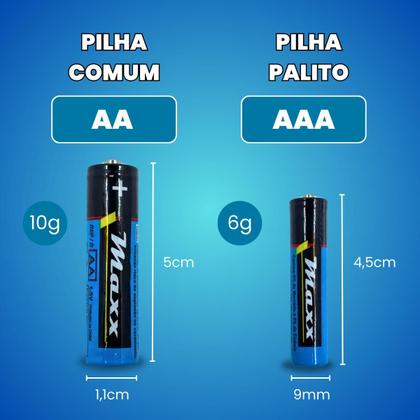 Kit Pilhas Palito AAA + Comum AA 60 Unidades Cada Caixa Cilíndrica - Combos Pilhas Imagem de Kit Pilhas Palito AAA + Comum AA 60 Unidades Cada Caixa Cilíndrica