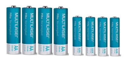 Imagem de Kit Pilhas Recarregaveis Multilaser Com 4 AA + 4 AAA Xbox Controle Microfone