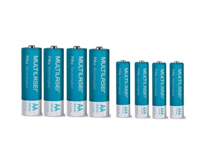 Imagem de Kit Pilhas Recarregaveis Multilaser Com 4 AA + 4 AAA Xbox Controle Microfone