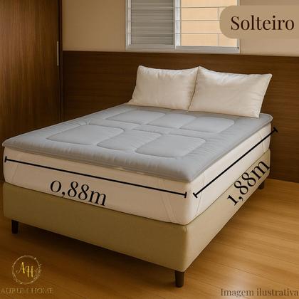 Imagem de Kit Pillow Top Dupla Face e Jogo de Lençol 2 e 3 Peças Ponto Palito Cama Completa Solteiro Casal Queen e King Size