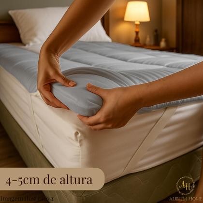 Imagem de Kit Pillow Top Dupla Face e Jogo de Lençol 2 e 3 Peças Ponto Palito Cama Completa Solteiro Casal Queen e King Size