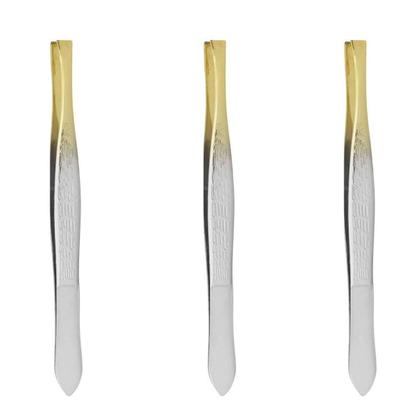 Kit Pinças Belliz Enox Ponta Dourada Reta Cod.700 C/3 - Belliz company Imagem de Kit Pinças Belliz Enox Ponta Dourada Reta Cod.700 C/3