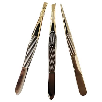 Imagem de Kit Pinças Solingen Sobrancelhas Profissional Chanfrada Reta Agulha