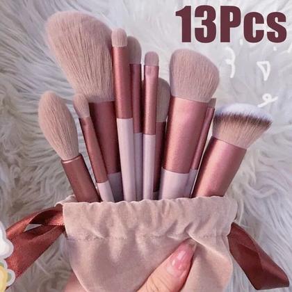 Imagem de Kit Pincéis Maquiagem 13 Peças Sombra Pó Blush Base