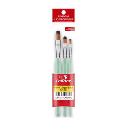 Imagem de Kit Pincel Lingua de Gato Condor 3 Pincéis Tamanho 2, 6 e 12