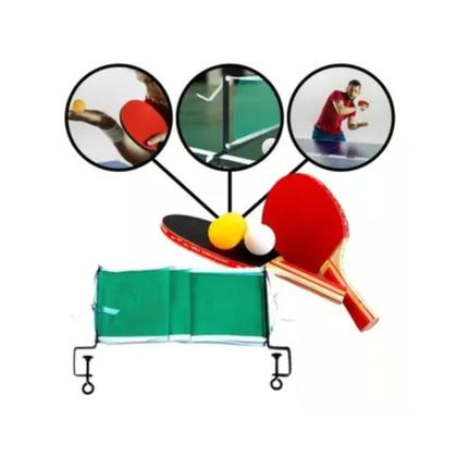 Imagem de Kit Ping Pong 2 Raquetes 3 Bolas Com Rede e Suportes De Mesa