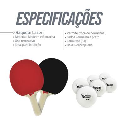 Imagem de Kit ping pong 4 raquetes e 6 bolinhas Pista e Campo - Lazer