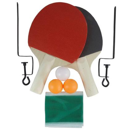 Imagem de Kit Ping Pong C/3 Bolas 1 Rede Tenis de Mesa e 2 Raquetes