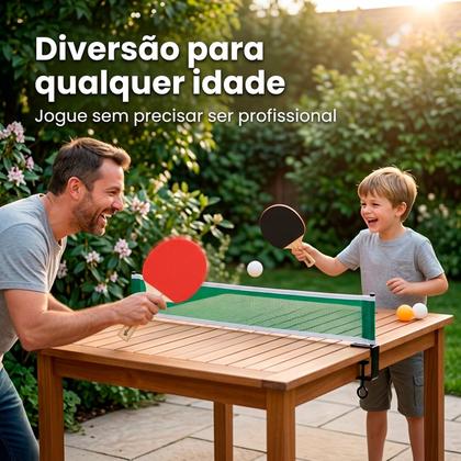 Imagem de Kit Ping Pong Profissional Completo Tênis De Mesa 2 Raquetes 3 Bolas 1 Rede 2 Suportes