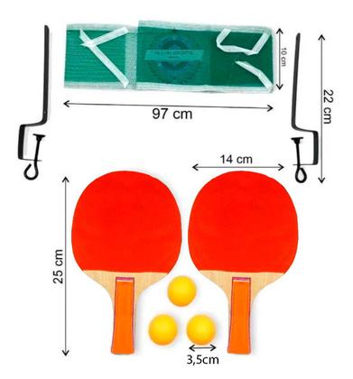 Imagem de Kit Ping Pong Tênis De Mesa 2 Raquetes 3 Bolas 1 Rede