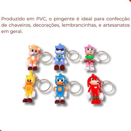 Imagem de Kit pingente turma do sonic 65mm em pvc com 12 peças