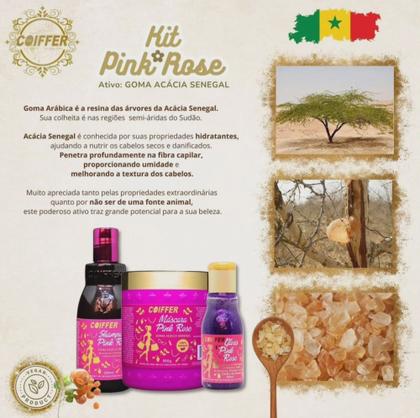 Imagem de Kit Pink Rose Coiffer 3itens Hidratante Rico em Gomas Aminoacidos Filmógeno Controle de Cachos