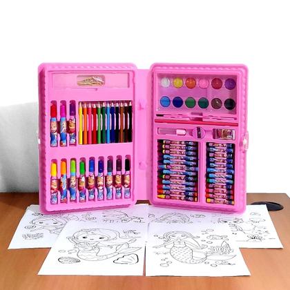 Imagem de Kit Pintura Colorir 68Pçs Infantil Sereia Meninas + Desenhos