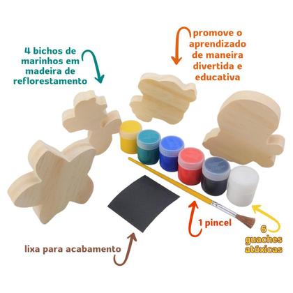Imagem de Kit Pintura Kit Fundo do Mar Tinta Guache Didático Educativo Pinus