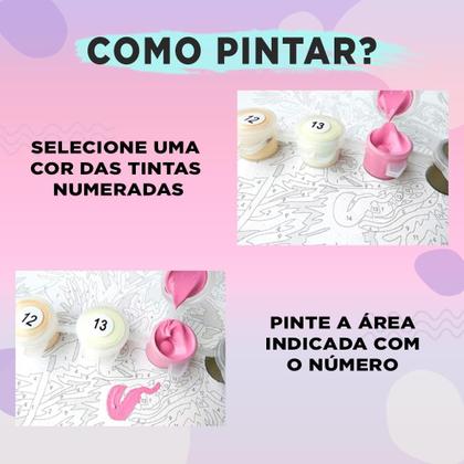 Imagem de Kit Pintura Leão Poderoso  Numerada  Acrílicas  3 Pincéis