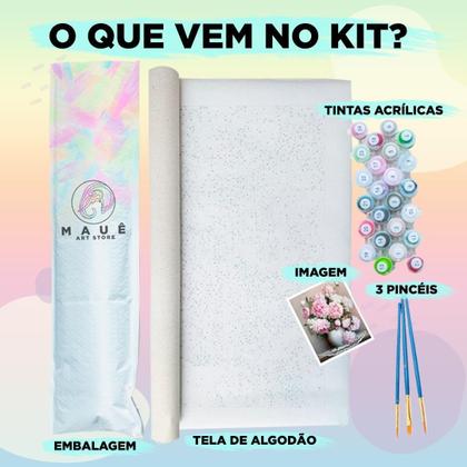 Imagem de Kit Pintura Leão Poderoso  Numerada  Acrílicas  3 Pincéis