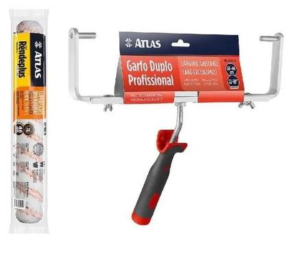 Imagem de Kit Pintura Pro Duplo 46cm Suporte Garfo + Rolo Lã Rendeplus Extensor