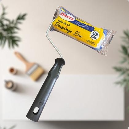 Imagem de Kit Pintura Rolo Broxa Espátula Completo 5 Pçs Antirespingo Casa Parede Multiuso