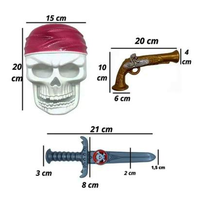 Imagem de Kit Pirata 7 Mares Infantil Halloween Carnaval 6Pçs