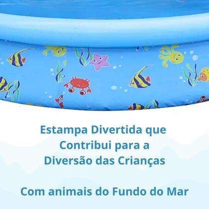 Imagem de Kit Piscina Infantil 1000 L Inflavel Estampada + Boia de Braco Azul