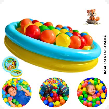Imagem de Kit Piscina Infantil 21 Litros Criança Inflável 2 Anéis Com 25 Bolinhas Coloridas