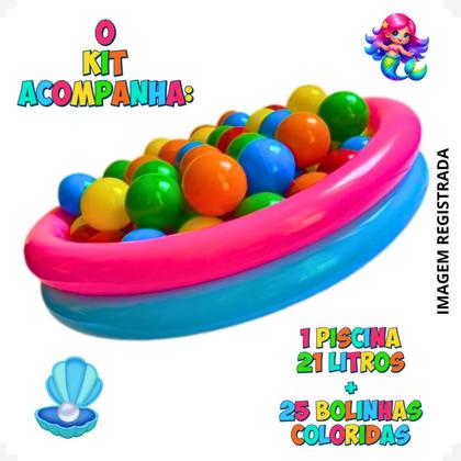 Imagem de Kit Piscina Infantil 21 Litros Criança Inflável 2 Anéis Com 25 Bolinhas Coloridas