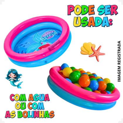 Imagem de Kit Piscina Infantil 21 Litros Criança Inflável 2 Anéis Com 25 Bolinhas Coloridas