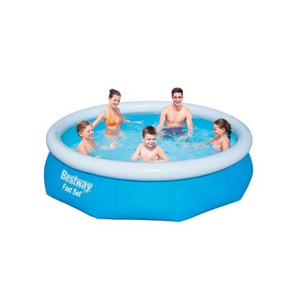 Imagem de Kit Piscina Inflável Bestway Fast Set 3.800 Litros Azul Com Bomba De Ar Manual Blow Com 3 Bicos Adaptadores Nautika