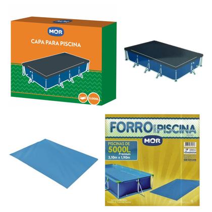 Imagem de Kit Piscina Premium 5000 Litros Estruturada + Capa + Forro - Mor