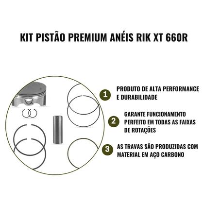 Imagem de Kit Pistão Premium Kmp Anéis Rik Xt 660R