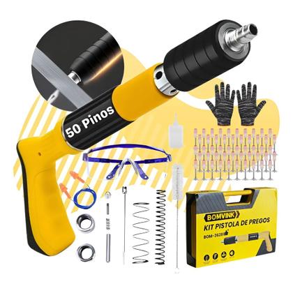 Imagem de Kit pistola de pregos manual bomvink com acessórios profissional