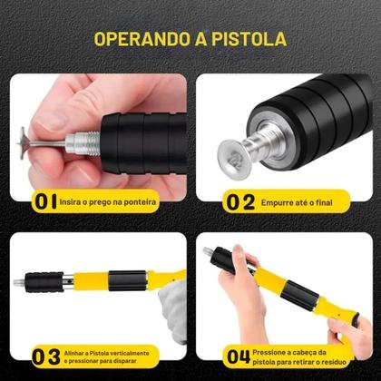 Imagem de Kit pistola de pregos manual bomvink com acessórios profissional