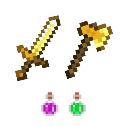 Imagem de Kit Pixel OURO - Espada, Picareta, Machado, Arco