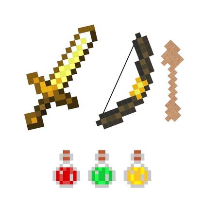 Imagem de Kit Pixel OURO - Espada, Picareta, Machado, Arco