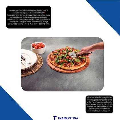 Imagem de Kit Pizza Completo Cortador Utilitá Cabo Preto e Pegador em Aço Inox