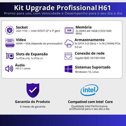Imagem de Kit Pl Mãe H61 + Processador I3 3220 + Mem 8 Gb Ddr3 + Cooler+ Ssd 240