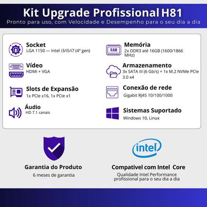 Imagem de Kit Pl Mãe H81 + Proc I5 4570s + Memoria 16 Gb Ddr3 + Cooler + Ssd 480