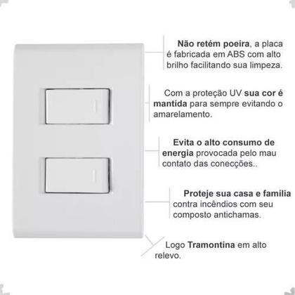 Imagem de Kit Placa 4x2+ 2 Interruptores Simples 10A/250V Branco