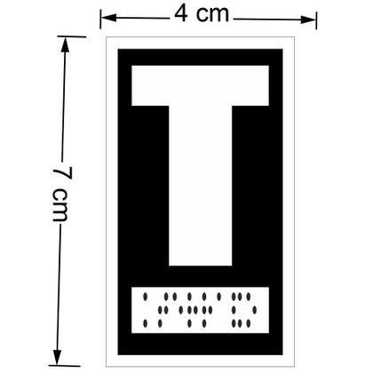 Imagem de Kit Placa Braille Batente Elevador T ao 3 andar medida 7x4 cm
