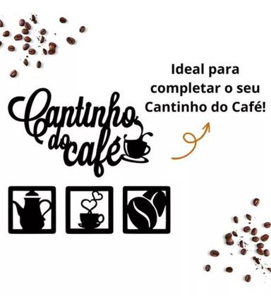 Imagem de Kit Placas 4 Placas Decorativas MDF Cantinho do Café