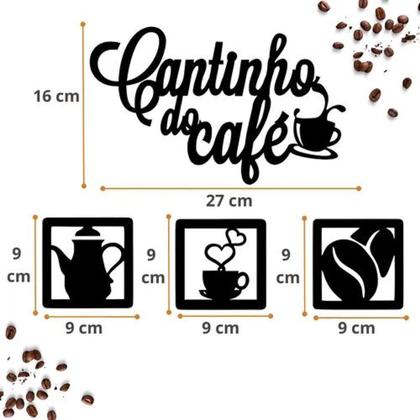 Imagem de Kit Placas 4 Placas Decorativas MDF Cantinho do Café
