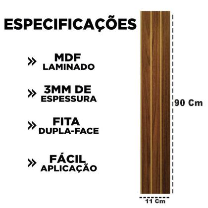 Imagem de Kit Placas Painel Revestimento De Parede Ripado Grande em MDF 90x11