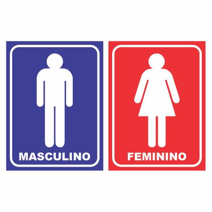 Imagem de Kit Placas Sinalizadoras P/ Banheiro Masculino Feminino PVC COR:FUNDO BRANCO