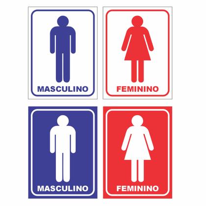 Imagem de Kit Placas Sinalizadoras P/ Banheiro Masculino Feminino PVC COR:FUNDO BRANCO