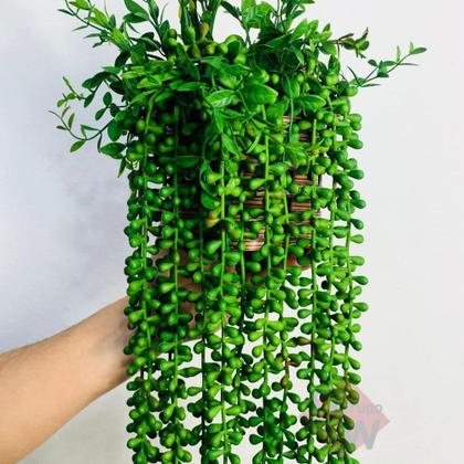 Imagem de Kit Planta Artificial Suculenta Dedo de Moça Com Vaso