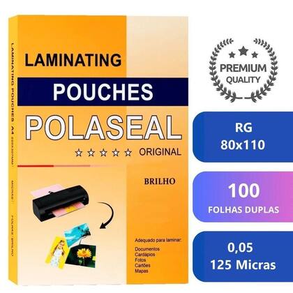 Imagem de Kit Plastificadora Laminadora E Polaseal Rg 0,05 200und 110V