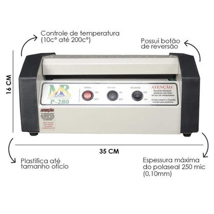 Imagem de Kit Plastificadora P280 Oficio Polaseal Rg E Cpf 100un 110v